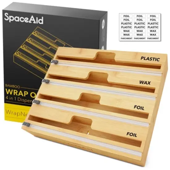 SpaceAid WrapNeat 4 in 1 Wrap Organizer with Cutter and Labels,Compatible with 12" Roll image {5}
