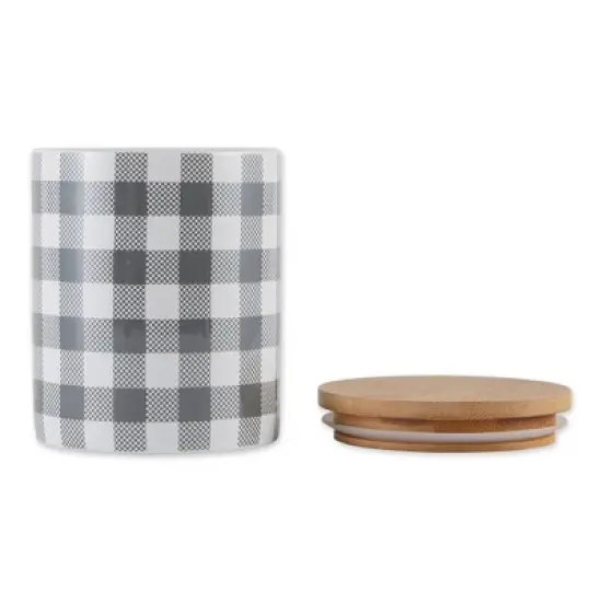 Design Imports Gray & White Buffalo Check Ceramic Canister Set/3 image {1}
