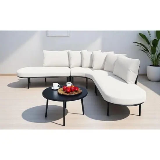 Mshliw Outdoor Patio Furniture Set - 6-Piece Modular Sectional Sofa with Coffee Table, Cushion&ndash;  Patio Seating for Garden, Backyard, Deck, Porch image {13}