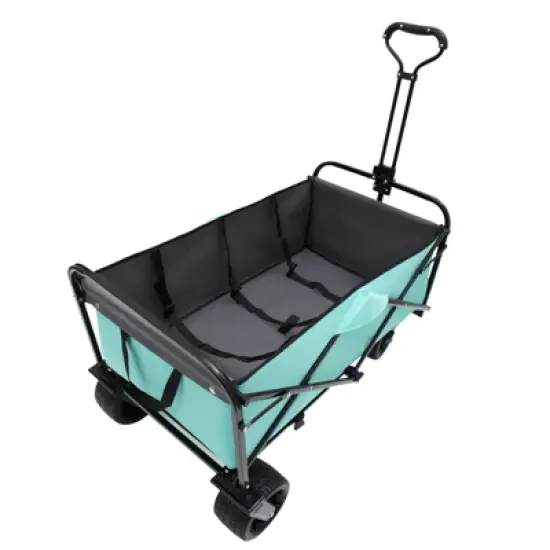 DSVIMOY Collapsible Foldable Wagon Cart, Beach Wagon Utility Cart for Camping Shopping Sports Gardening Fishing, Blue, 35.04"*24.41"*38.58" image {3}