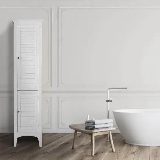 Teamson Home Glancy Wooden Tall Tower Cabinet with Storage, White image {1}