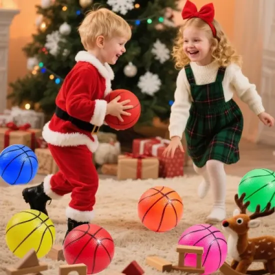 6 PCS Colorful Toddlers Basketballs for Kids Age 1-8, 5" Mini Basketballs Small Inflatable Rubber Sports Toy Ball Little Boy Girl Birthday Xmas Gift image {1}