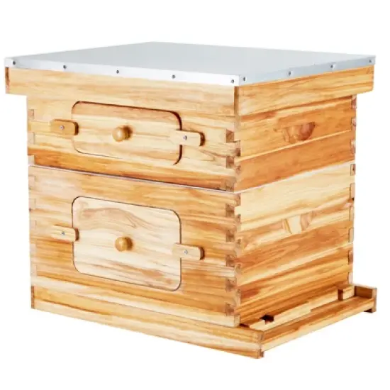 VEVOR Bee Hive 20 Frame Bee Hives Starter Kit, Beeswax Coated Cedar Wood, 1 Deep + 1 Medium Bee Boxes Langstroth Beehive Kit image {8}