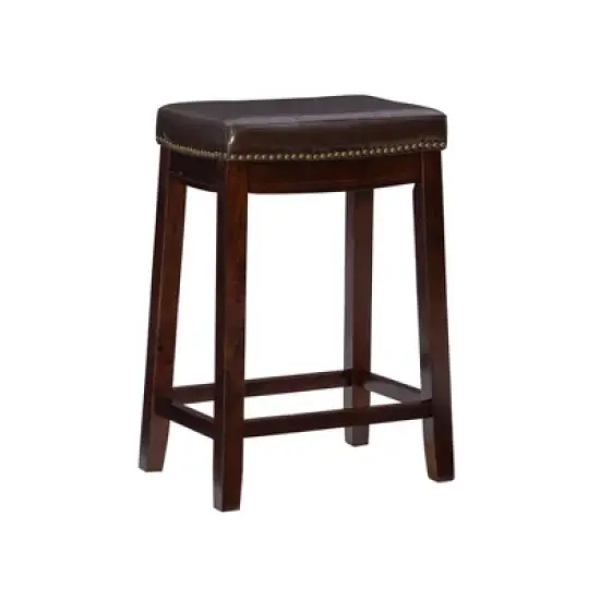 Claridge Leather Saddle Counter Height Barstool - Linon image {13}