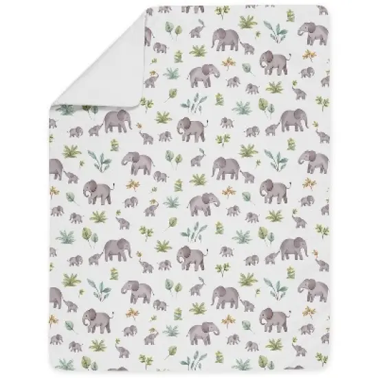 Sweet Jojo Designs Gender Neutral Unisex Toddler Bedding Set Watercolor Elephants Grey Green and Blue 5pc image {3}
