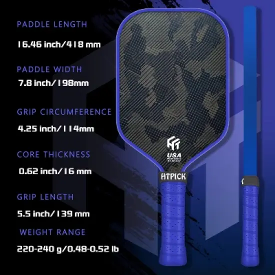 Aukfa Carbon Fiber Pickleball Paddle &ndash; Cold Pressed Multi-Layer Design, 16mm Polypropylene Core, Fabric Surface, Elongated Shape image {5}