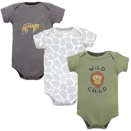 Hudson Baby Infant Boy Cotton Bodysuits, Safari Life 3-Pack image {6}
