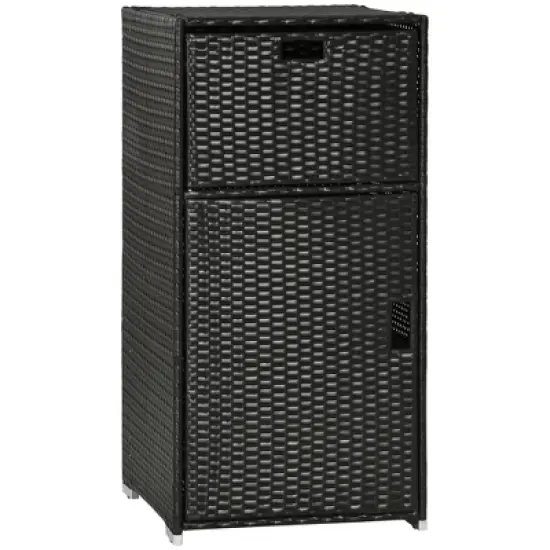 Outsunny Towel Rack & Pool Toy Cabinet / Hot Tub Accessory Storage, Waterproof PE Rattan Cabinet & Drawer for Indoor, Outdoor Swimming Pool image {6}