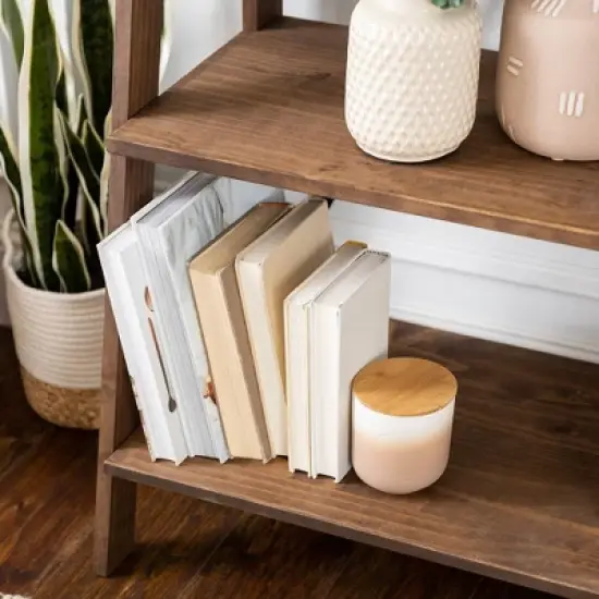 68.25" Boho 4 Tier Solid Wood Ladder Bookshelf Plant Stand - Saracina Home image {3}