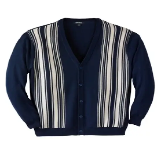 KingSize Men's Big & Tall Lightweight Striped Cardigan Sweater image {3}