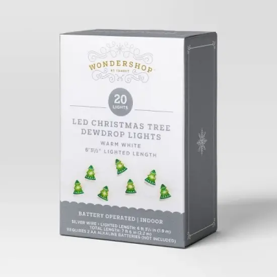 20ct LED Battery Operated Christmas Tree Dew Drop Lights Warm White with Silver Wire - Wondershop&trade; image {4}