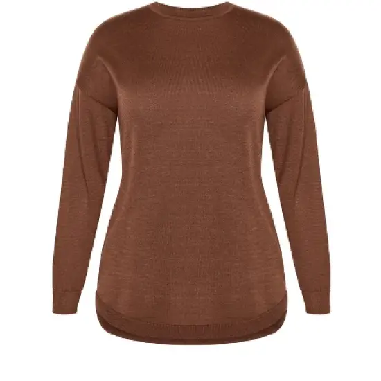 Women's Plus Size Tully Curved Hem Sweater - chocolate | AVENUE image {4}