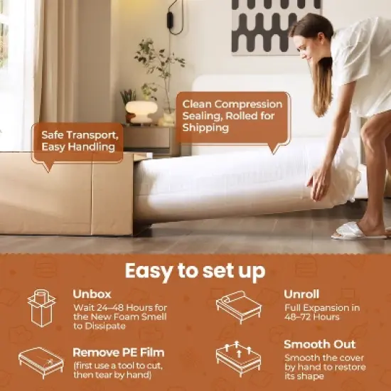 Yaheetech 8" Gel Memory Foam Mattress with Green Tea Scent, Cooling Tech, 3 Foam Layers image {6}