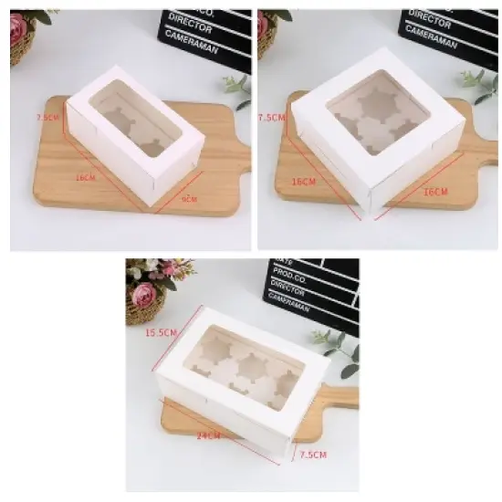 25 Pcs 6-Cell Cupcake Boxes with Inserts - Window Muffin Packaging Box with Lid image {4}
