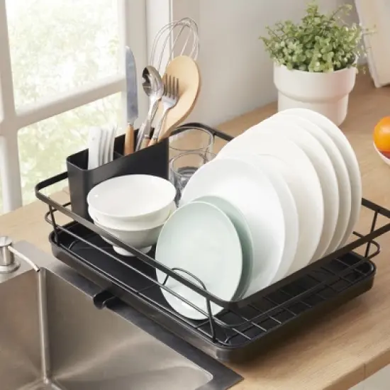 3-Piece Multi-Functional Dish Drying Rack with Drain Board & Utensil Holder image {6}
