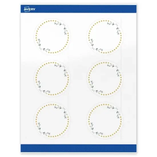 Avery 3" Diameter Labels, Gold Dots with Green Florals, 60 ct image {8}