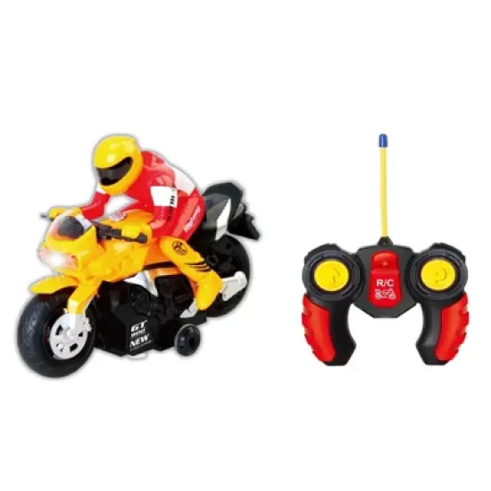 Insten Remote Control Motorcycle Bike with Sound & Lights, RC Toys for Kids, Yellow image {2}