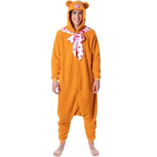 Disney The Muppets Unisex Adult Fozzie Bear Costume Plush Kigurumi Union Suit Pajama image {4}