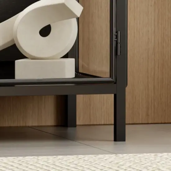 Famapy Black Tempered Glass Display Cabinet Illuminating Your Home with Style and Function image {5}