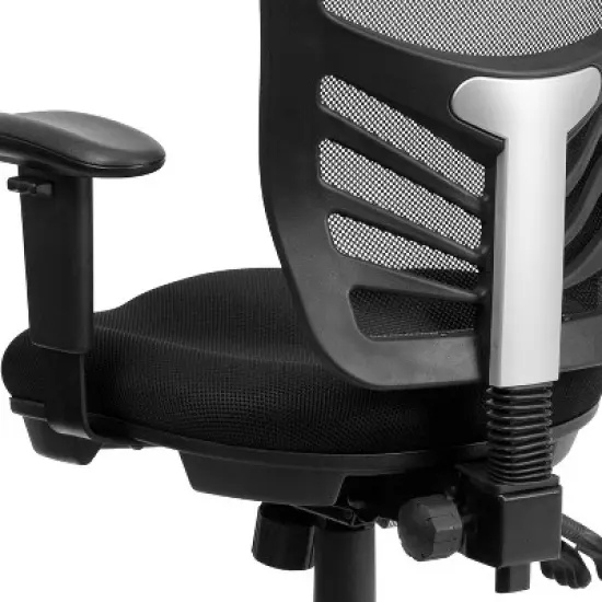 Emma and Oliver Mid-Back Black Mesh Multifunction Ergonomic Office Chair with Adjustable Arms image {4}