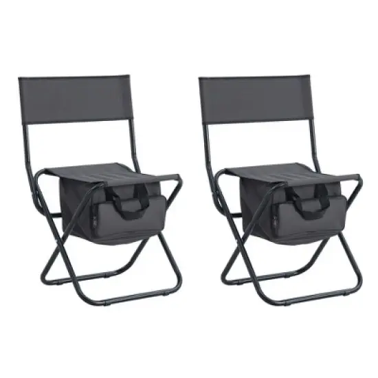 2-piece Folding Outdoor Chair with Storage Bag, Portable Folding Camping Chair for Camping Picnics Beach Hiking Fishing, Green/Gray - ModernLuxe image {4}