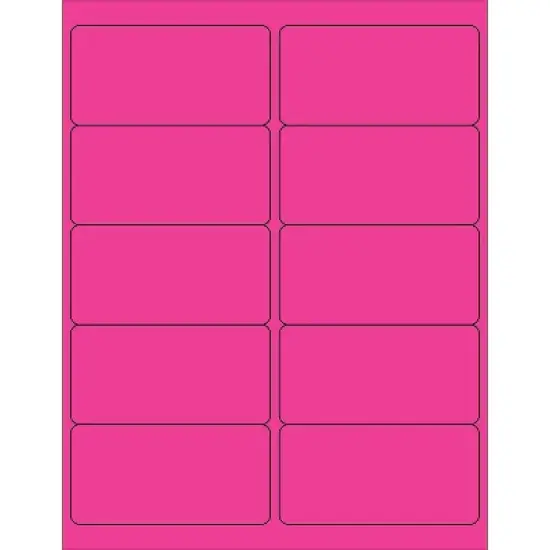 Box Partners Rectangle Laser Labels 4" x 2" Fluorescent Pink 1000/Case LL178PK image {1}