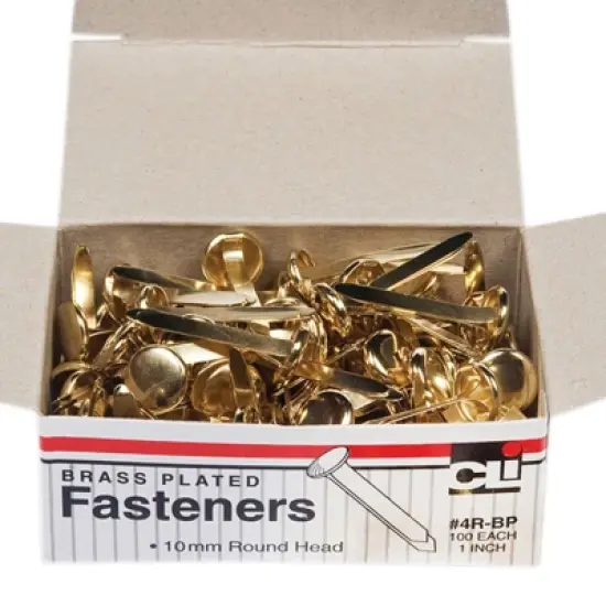 Charles Leonard Brass-Plated Paper Fasteners, 1", 100 Per Box, 10 Boxes image {2}