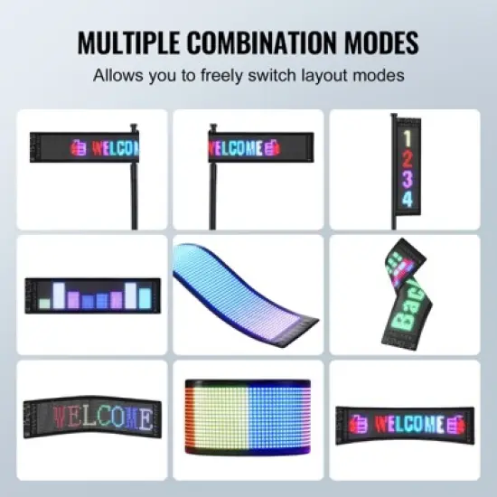 VEVOR Programmable Sign, P5 Full Color Scrolling Panel, DIY Custom Text Animation Pattern Display Board, Bluetooth APP Control, Black image {6}