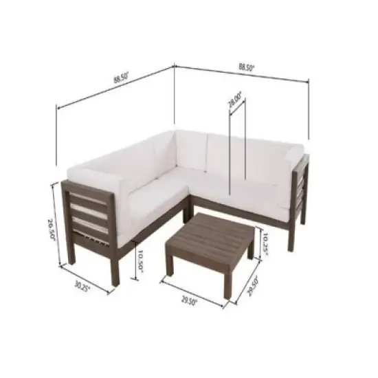 INFURNIC Patio Seating Sets Modern Outdoor Furniture Set Featuring Unique Design,Perfect for Gardens, Living Spaces, White, 88.5"*30.25"*26.5" image {4}