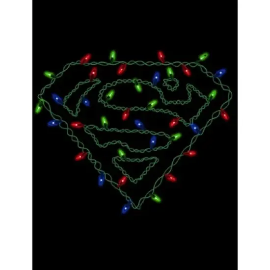 Superman Logo With Christmas Lights Black T-shirt Toddler Boy to Youth Boy image {1}