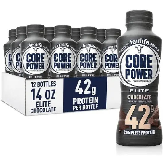 Core Power Elite Protein Shake &ndash; 42g Complete Protein 12 Pack, Chocolate Flavor, Ready-to-Drink Recovery Shake with Real Milk,14oz Bottle image {7}