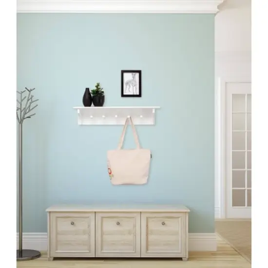 Foster Wall Shelf with Pegs - White image {5}