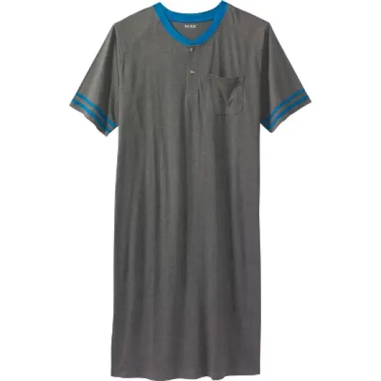 KingSize Men's Big & Tall Short-Sleeve Henley Nightshirt Pajamas image {3}