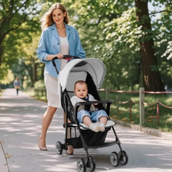 Safstar Foldable Lightweight Baby Stroller Kids Travel Pushchair 5-Point Safety System image {3}