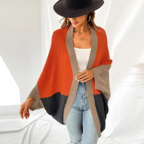 Women's Sunrise Memory Ribbed Colorblock Dolman Sleeve Cardigan - Cupshe image {6}