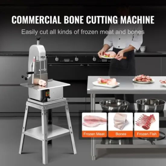 VEVOR Electric Meat Saw, 850W Stainless Vertical Cutter, 19.1"x15" Workbench, 7.09" Cutting Thickness, Includes 5 Blades image {2}