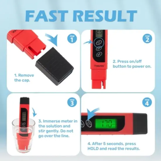 Insten - TDS Meter Digital Water Tester for Drinking Water, 3-in-1 TDS, 0-9999ppm, Temperature and EC Meter with Carrying Case image {7}