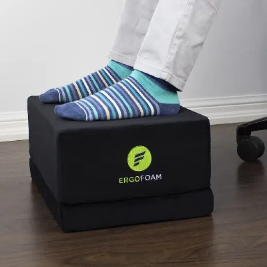 ErgoFoam XL Foot Rest for Stools and High Chairs - Adjustable Foot Rest for Added Height - Extra Large Premium Velvet Soft Foam Footrest image {3}