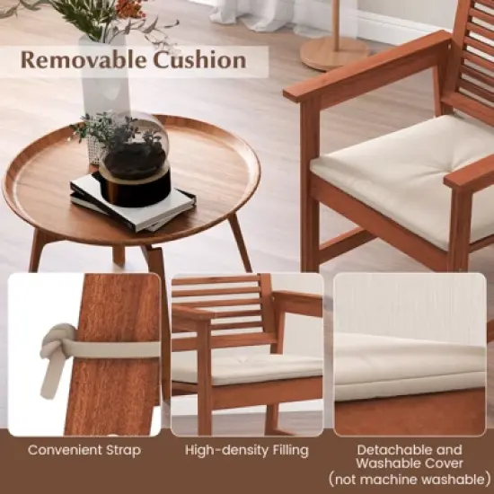 Tangkula Outdoor Hardwood Armchairs Set of 2/4 Weather-resistant Slatted Armchairs w/Removable Cushions image {5}