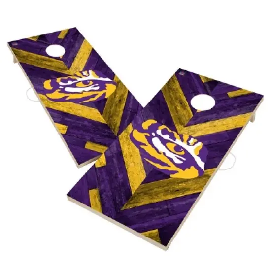 NCAA LSU Tigers 2'x4' Solid Wood Cornhole Board image {1}