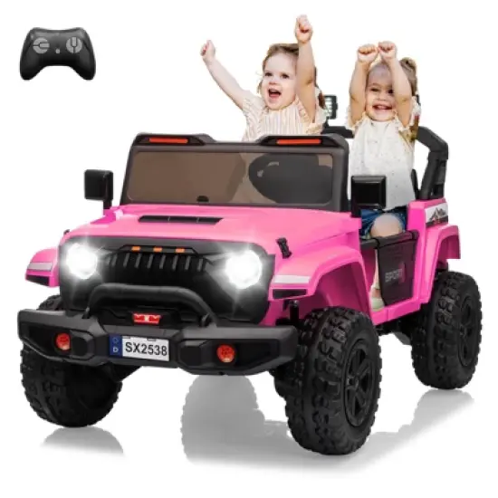 24V Electric Ride On Car for Kids, 4WD 20.5in 2-Seater with Extendable Body, 13in Anti-Slip Tires, LED Lights, Music, Parental Remote, for Ages 3-8 image {10}