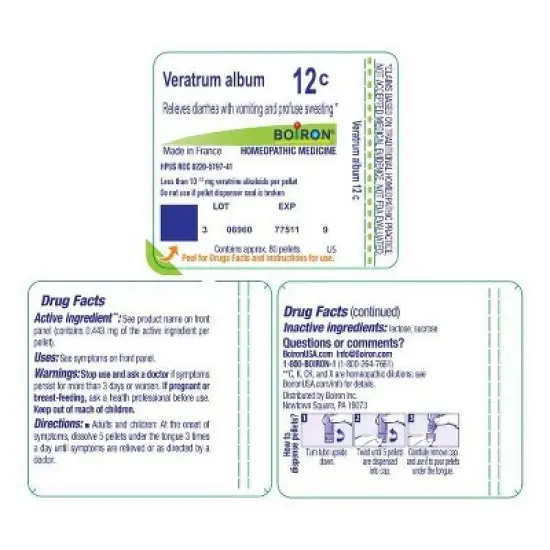 Veratrum Album 12C by Boiron Homeopathic Single Medicine For Allergy  -  80 Pellet image {1}
