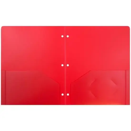 JAM 6pk Heavy Duty 3 Hole Punch 2 Pocket School Presentation Paper Folder Red image {1}