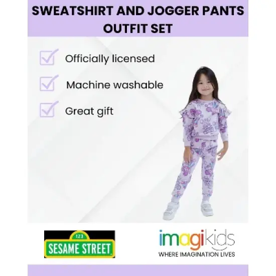 Sesame Street Abby Cadabby Infant Baby Girls French Terry Sweatshirt and Jogger Pants Outfit Set Purple 24 Months image {1}