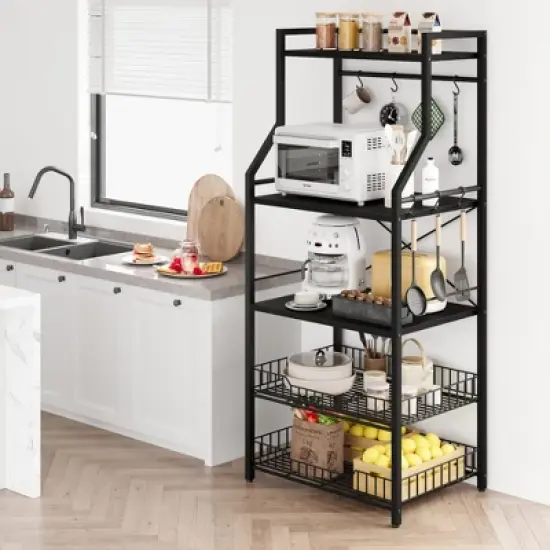 Kitchen Bakers Rack Microwave Oven Stand with 2 Large image {3}