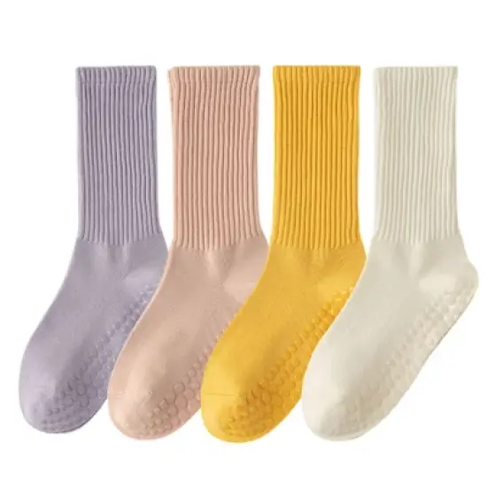 Anna-Kaci 4-Pack Women's Anti-Slip Yoga Socks with Grips Comfortable Ribbed Design for Exercise and Indoor Use image {14}