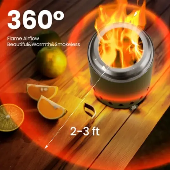 R.W.FLAME Tabletop Fire Pit with Stand, Stainless Steel Table Top Stove, Low Smoke Mini Round Fire Pit Bowl Smokeless Firepit Outdoor image {2}