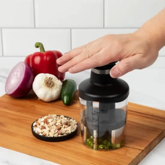 PL8 Professional Food Chopper: Handheld Veggie, Vegetable, Onion & Garlic Chopper, Dishwasher-Safe, Clear/Black image {5}
