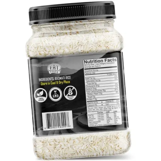 Silver White Basmati Rice Extra Long - 32oz (2lbs) PET Jar - Rani Brand Authentic Indian Products image {7}