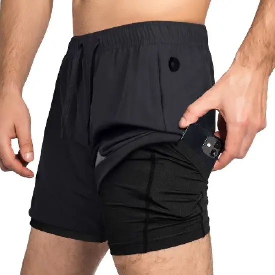Zilpu Men's Quick Dry Athletic Performance Shorts wi/Zipper Pocket (5 inch) image {13}